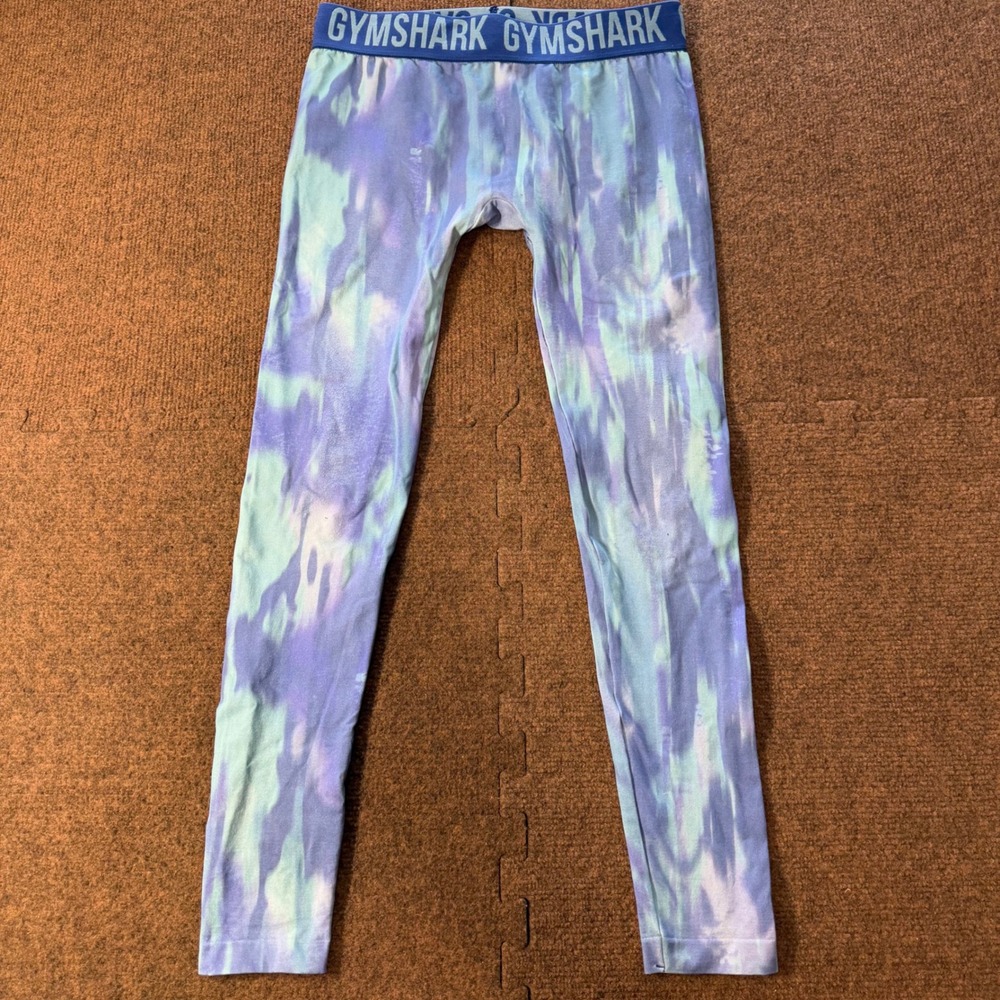 Gymshark Womens Tie Dye‎ Seamless Leggings Blue Purple Teal Activewear Small
